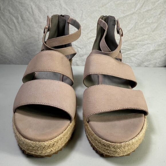 Eileen Fisher Wali Pink Tumbled Leather Wedge Espadrilles Sandals NWOT W Sz 10 - Picture 2 of 10